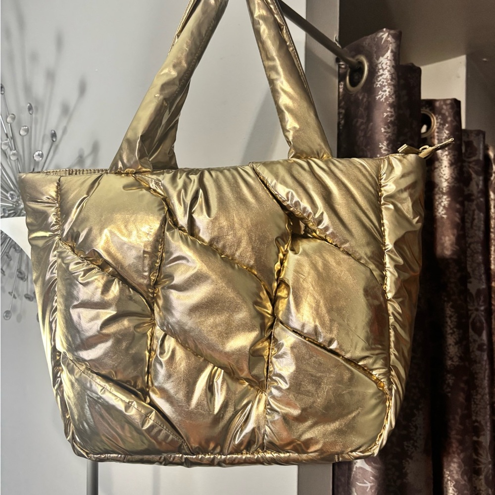 Vince Camuto Gold Quilted Shoulder Bag